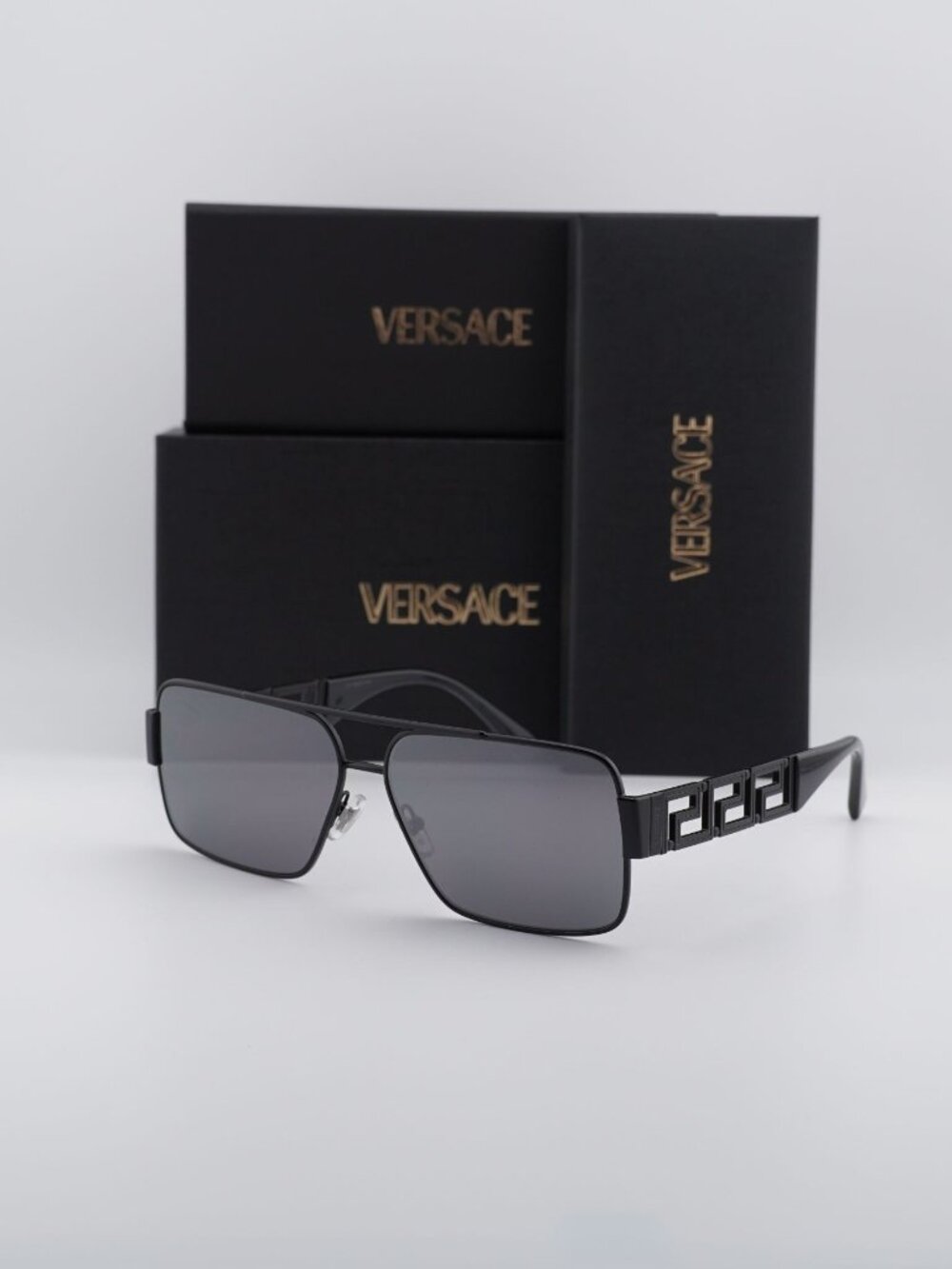 Versace VE2290 12616G Rectangle Sunglasses - Black / Grey